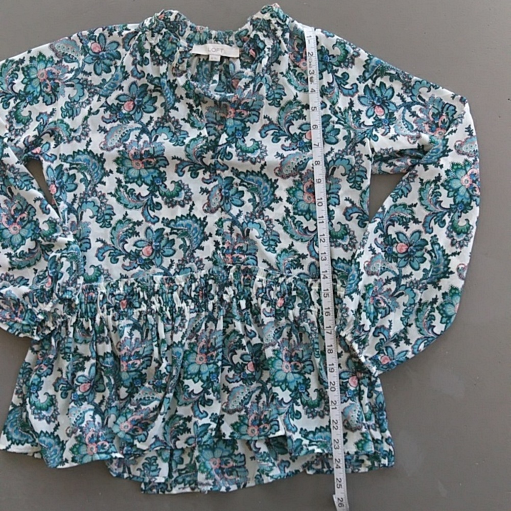 Loft Floral Paisley Peplum Blouse Top - Picture 6 of 8